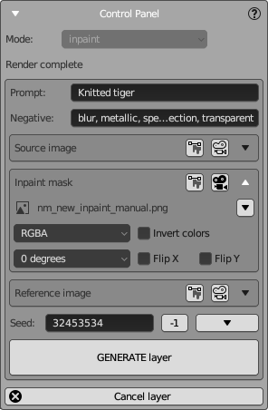 Inpaint Mode Control Panel