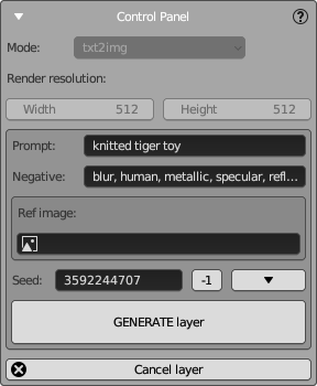 Text to Image Mode Control Panel